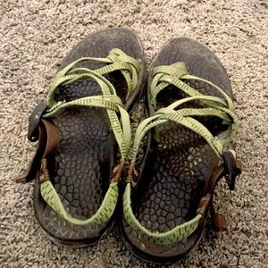Green chacos size 6